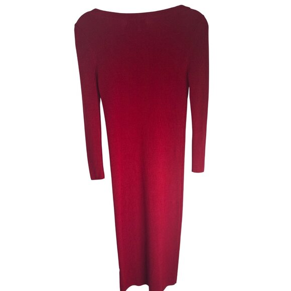 ZARA Medium Knit Red Long-Sleeve Midi Bodycon Dress Slim Fit - Picture 13 of 13